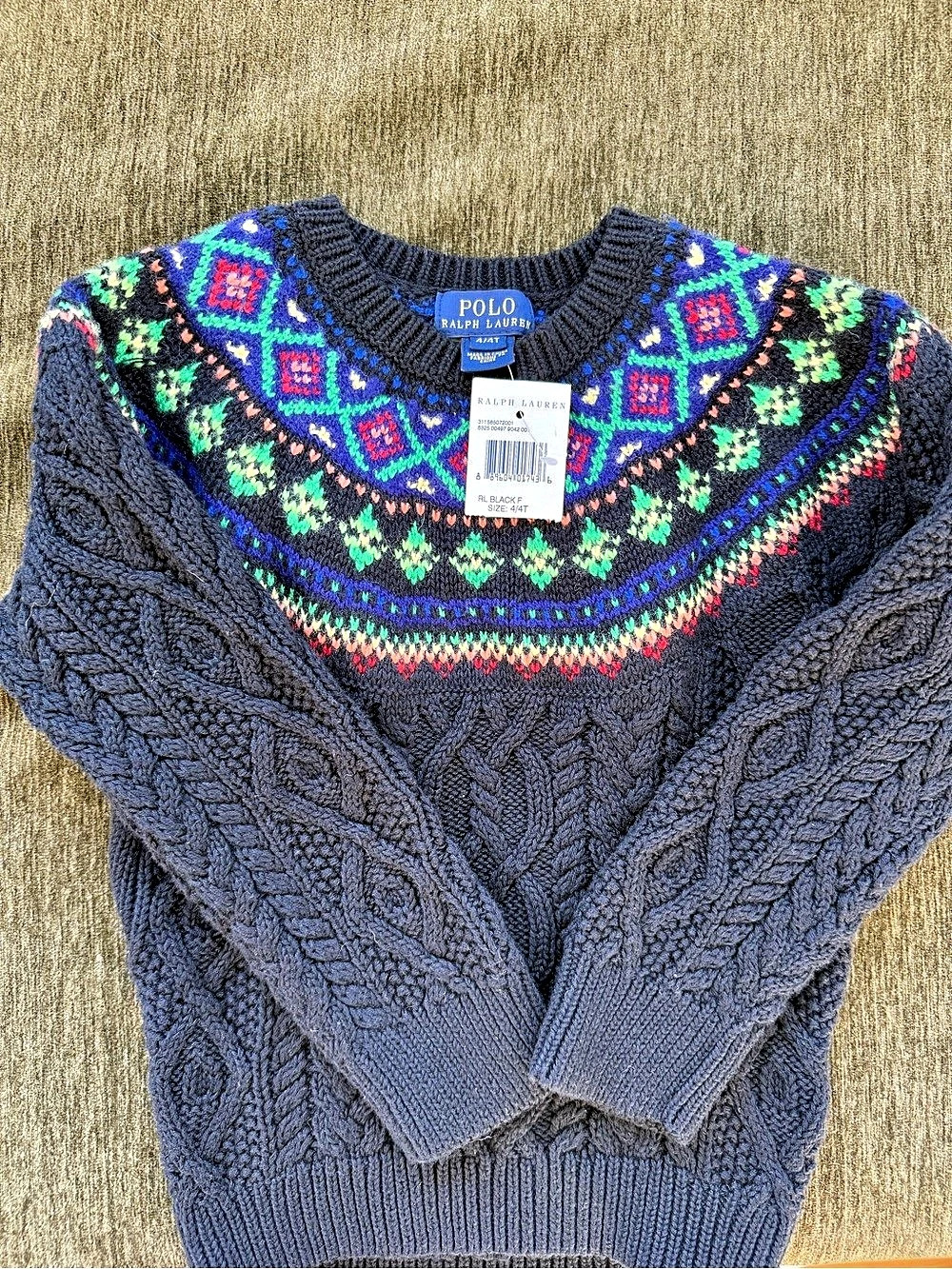 Polo Ralph Lauren Kids Cable-Knit Fair Isle Sweater Boys 4/4T